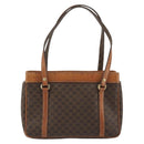 CELINE Macadam Canvas Hand Bag PVC Leather Brown Gold Auth mr2661-3