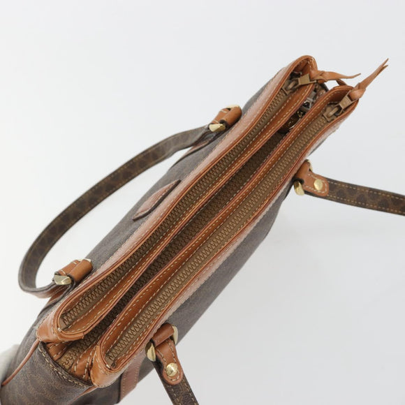 CELINE Macadam Canvas Hand Bag PVC Leather Brown Gold Auth mr2661