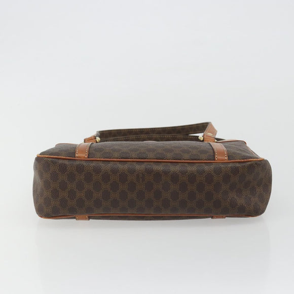 CELINE Macadam Canvas Hand Bag PVC Leather Brown Gold Auth mr2661