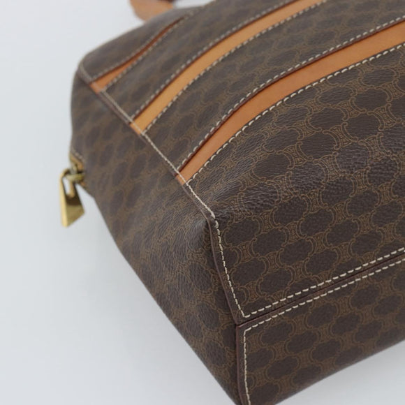 CELINE Macadam Canvas Hand Bag PVC Leather Brown Gold Auth mr2662