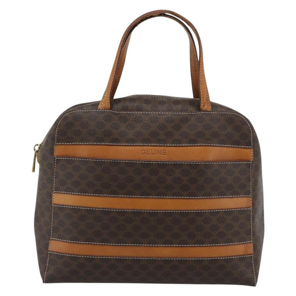 CELINE Macadam Canvas Hand Bag PVC Leather Brown Gold Auth mr2662