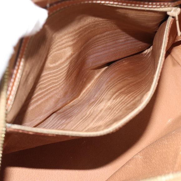 CELINE Macadam Canvas Hand Bag PVC Leather Brown Gold Auth mr2662