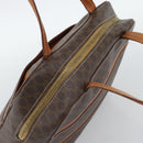 CELINE Macadam Canvas Hand Bag PVC Leather Brown Gold Auth mr2662-6