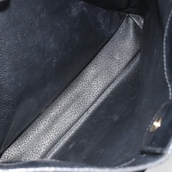 CELINE Macadam Canvas Shoulder Bag PVC Leather Black Gold Auth mr2663