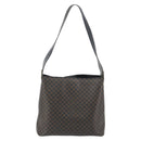 CELINE Macadam Canvas Shoulder Bag PVC Leather Black Gold Auth mr2663-2