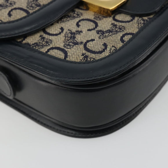CELINE C Sulky Shoulder Bag Canvas Black Gold Auth mr2664