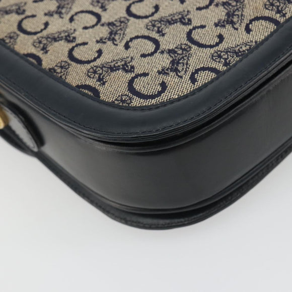 CELINE C Sulky Shoulder Bag Canvas Black Gold Auth mr2664