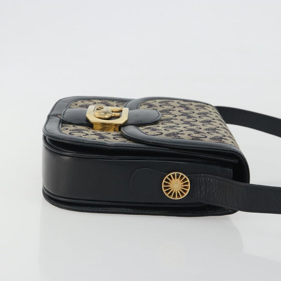 CELINE C Sulky Shoulder Bag Canvas Black Gold Auth mr2664