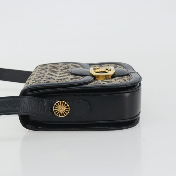 CELINE C Sulky Shoulder Bag Canvas Black Gold Auth mr2664