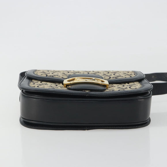 CELINE C Sulky Shoulder Bag Canvas Black Gold Auth mr2664