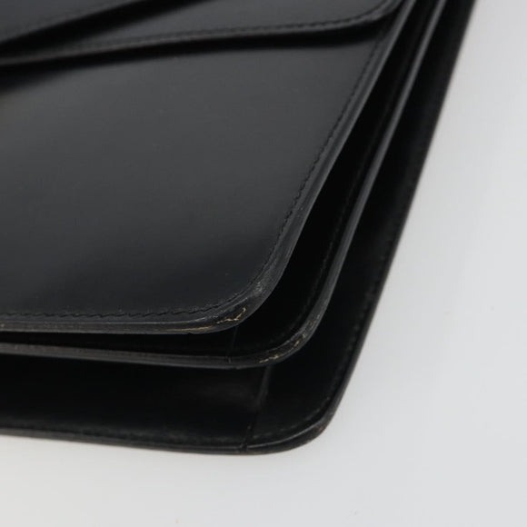 CELINE Hand Bag Leather Black Gold Auth mr2665V