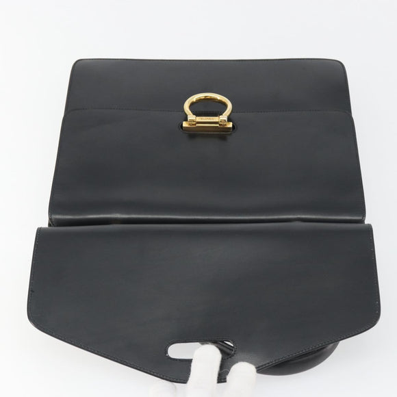 CELINE Hand Bag Leather Black Gold Auth mr2665V