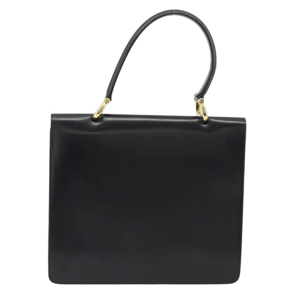 CELINE Hand Bag Leather Black Gold Auth mr2665V