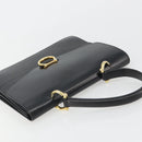 CELINE Hand Bag Leather Black Gold Auth mr2665V-6