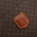 CELINE Macadam Canvas Hand Bag PVC Leather Brown Gold Auth mr2666-18