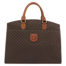 CELINE Macadam Canvas Hand Bag PVC Leather Brown Gold Auth mr2666-13