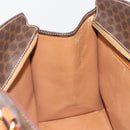 CELINE Macadam Canvas Hand Bag PVC Leather Brown Gold Auth mr2666-21