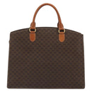 CELINE Macadam Canvas Hand Bag PVC Leather Brown Gold Auth mr2666-2