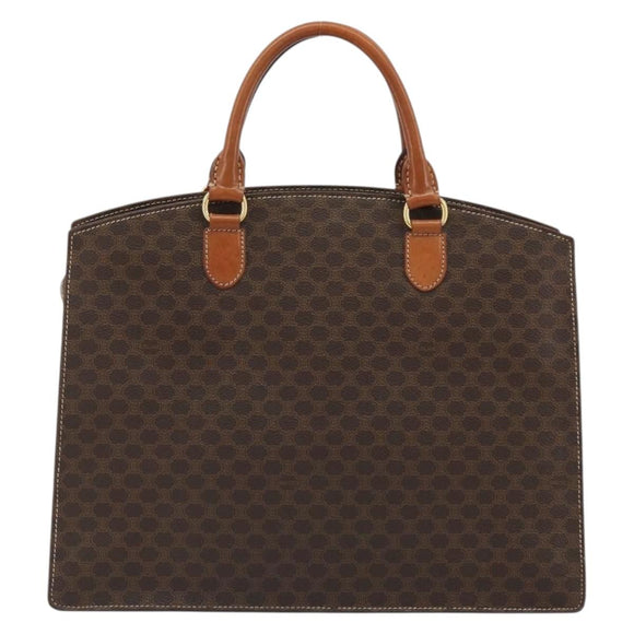 CELINE Macadam Canvas Hand Bag PVC Leather Brown Gold Auth mr2666