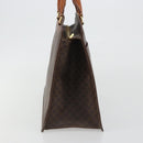CELINE Macadam Canvas Hand Bag PVC Leather Brown Gold Auth mr2666-3