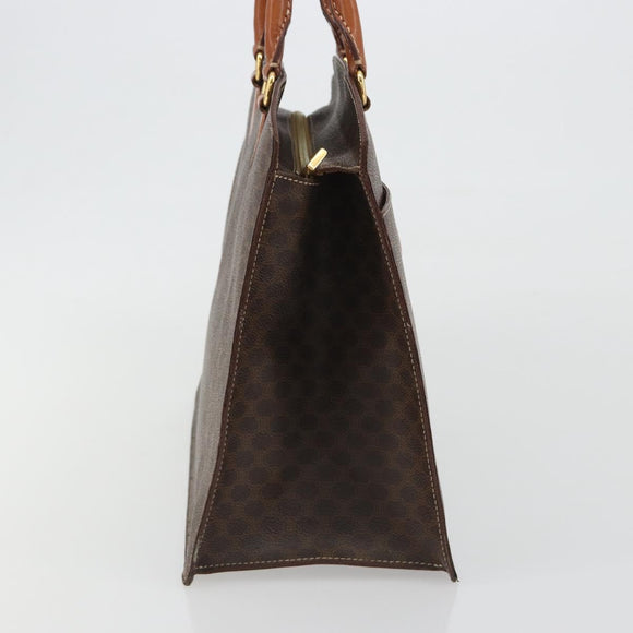 CELINE Macadam Canvas Hand Bag PVC Leather Brown Gold Auth mr2666