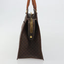 CELINE Macadam Canvas Hand Bag PVC Leather Brown Gold Auth mr2666-4