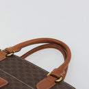 CELINE Macadam Canvas Hand Bag PVC Leather Brown Gold Auth mr2666-8