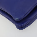 CELINE Trio Shoulder Bag Leather Blue Gold Auth mr2667-14