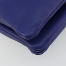CELINE Trio Shoulder Bag Leather Blue Gold Auth mr2667-16