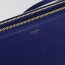 CELINE Trio Shoulder Bag Leather Blue Gold Auth mr2667-17