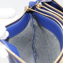 CELINE Trio Shoulder Bag Leather Blue Gold Auth mr2667-18