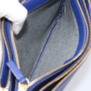 CELINE Trio Shoulder Bag Leather Blue Gold Auth mr2667-20