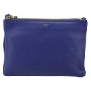 CELINE Trio Shoulder Bag Leather Blue Gold Auth mr2667-13