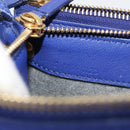 CELINE Trio Shoulder Bag Leather Blue Gold Auth mr2667-12