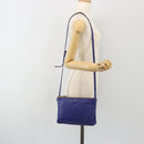 CELINE Trio Shoulder Bag Leather Blue Gold Auth mr2667-22