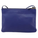 CELINE Trio Shoulder Bag Leather Blue Gold Auth mr2667-2