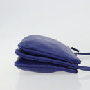 CELINE Trio Shoulder Bag Leather Blue Gold Auth mr2667-3