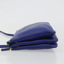 CELINE Trio Shoulder Bag Leather Blue Gold Auth mr2667-4