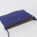 CELINE Trio Shoulder Bag Leather Blue Gold Auth mr2667-6