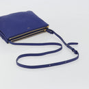 CELINE Trio Shoulder Bag Leather Blue Gold Auth mr2667-7