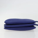 CELINE Trio Shoulder Bag Leather Blue Gold Auth mr2667-5