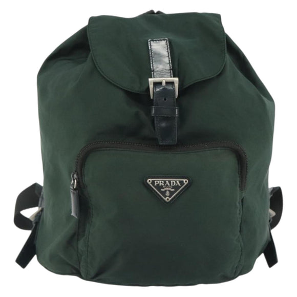 PRADA Backpack Nylon Green Silver Auth mr2668
