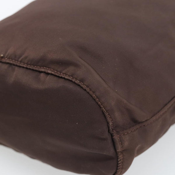 PRADA Pouch Nylon Brown Silver Auth mr2669