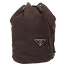 PRADA Pouch Nylon Brown Silver Auth mr2669-1