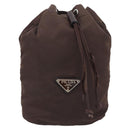 PRADA Pouch Nylon Brown Silver Auth mr2669-2