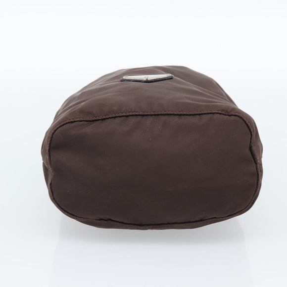 PRADA Pouch Nylon Brown Silver Auth mr2669