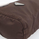 PRADA Pouch Nylon Brown Silver Auth mr2669-9