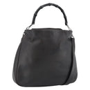 GUCCI Bamboo Shoulder Bag Leather 2way Brown Silver 0011577 Auth mr2670-1