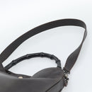 GUCCI Bamboo Shoulder Bag Leather 2way Brown Silver 0011577 Auth mr2670-10