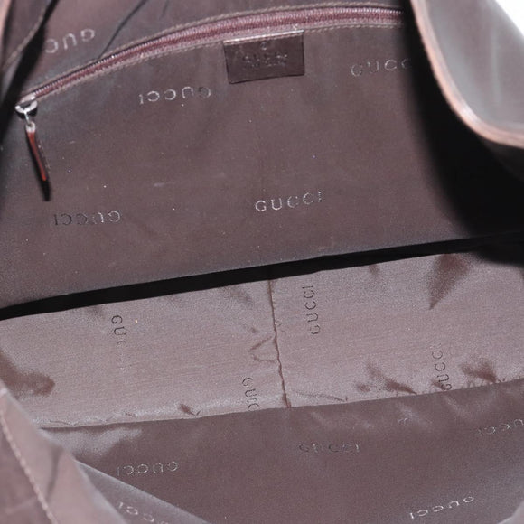 GUCCI Bamboo Shoulder Bag Leather 2way Brown Silver 0011577 Auth mr2670
